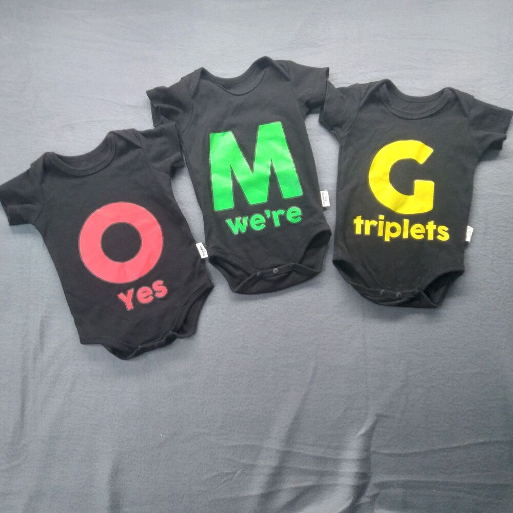 Triplets Baby Clothing Lot Size 0 3m OMG One Pieces Outfits Bodysuit Unisex